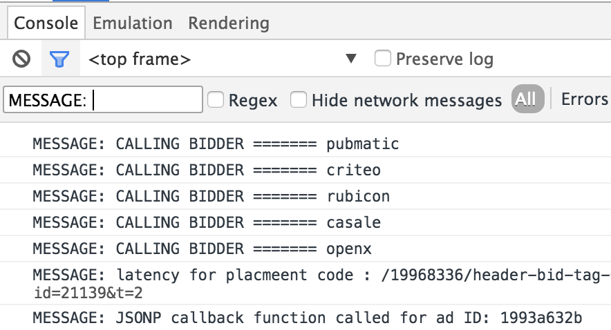 Prebid.js Debug Console